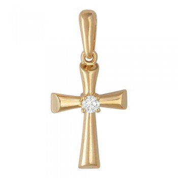 Крестик православный с бриллиантом из красного золота 01Р610670