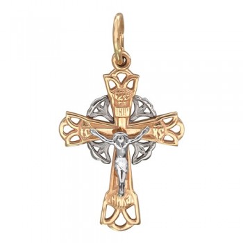 Крестик православный из бело-красного золота 01Р060722
