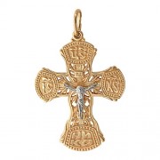 Крестик православный из бело-красного золота 585 пробы