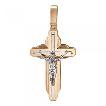 Крестик православный из бело-красного золота 01Р060755