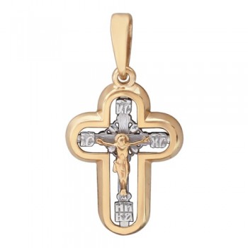 Крестик православный из бело-красного золота 01Р060773