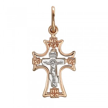 Крестик православный из бело-красного золота 01Р060815