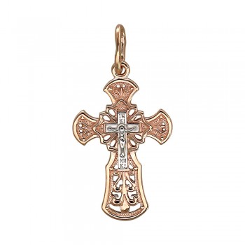 Крестик православный из бело-красного золота 01Р060816