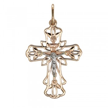 Крестик православный из бело-красного золота 01Р060818