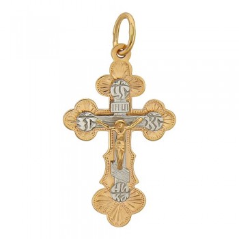 Крестик православный из бело-красного золота 01Р760647