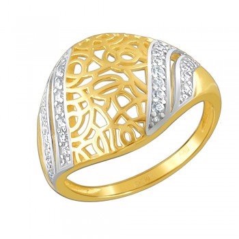 Кольцо с фианитом из желтого золота 01К1310093