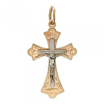 Крестик православный из бело-красного золота 01Р760713