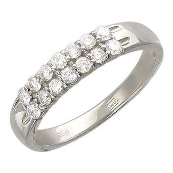 Кольцо с бриллиантом из белого золота 01К625257