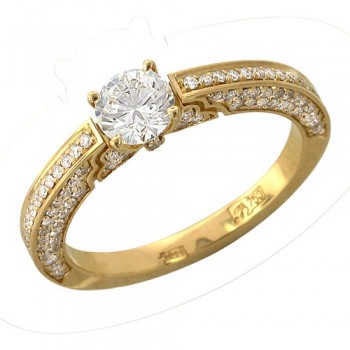 Кольцо с бриллиантом из желтого золота 01К646048