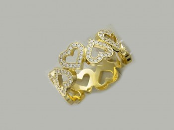 Кольцо с бриллиантом из желтого золота 01К646381