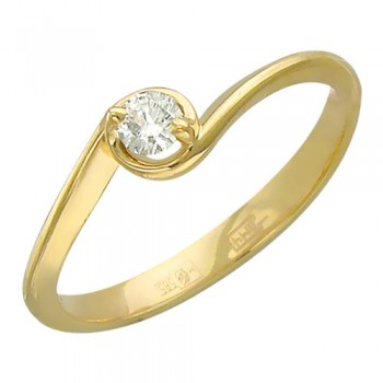 Кольцо с бриллиантом из желтого золота 01К636812