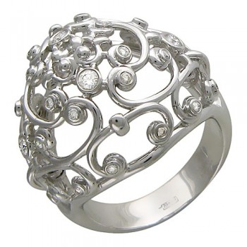 Кольцо с бриллиантом из белого золота 01К675276