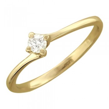 Кольцо с бриллиантом из желтого золота 01К636728