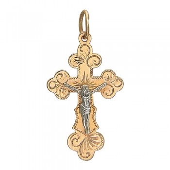Крестик православный из бело-красного золота 01Р760527