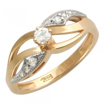 Кольцо с бриллиантом из красного золота 01К615052