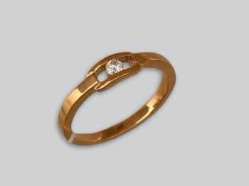 Кольцо с бриллиантом из желтого золота 01К642410