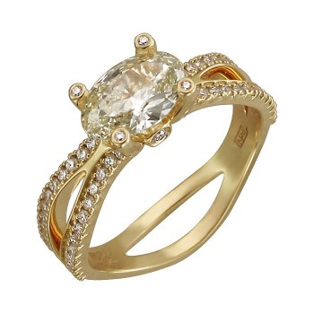 Кольцо с бриллиантом из желтого золота 01К647996