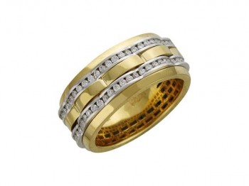 Кольцо с бриллиантом из бело-желтого золота 01О680185
