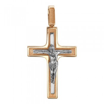 Крестик православный из бело-красного золота 01Р060629