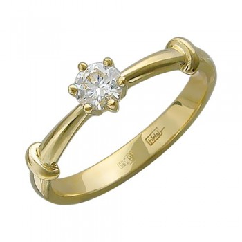 Кольцо с бриллиантом из желтого золота 01К638230
