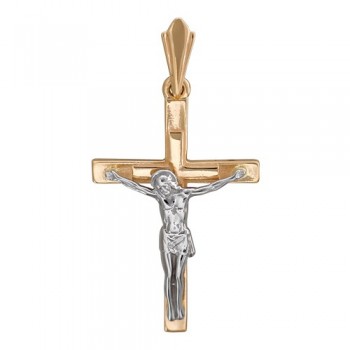 Крестик православный из бело-красного золота 01Р060462