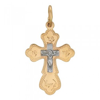 Крестик православный из бело-красного золота 01Р760672