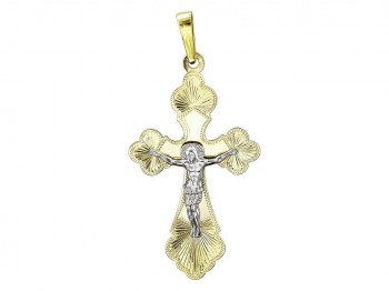 Крестик православный из бело-красного золота 01Р760743Ж