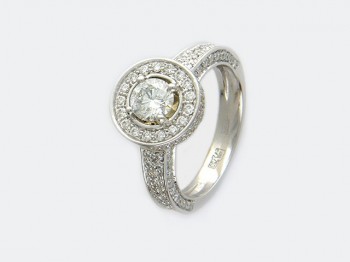 Кольцо с бриллиантом из белого золота 01К674222