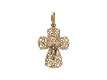 Крестик православный из бело-красного золота 01Р060725