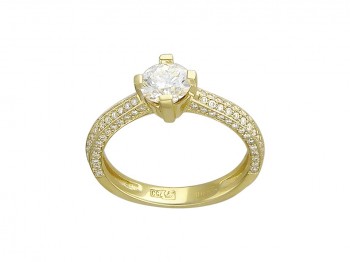 Кольцо с бриллиантом из желтого золота 01К644248